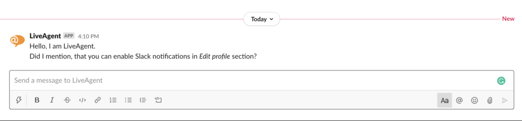 Известие в Slack за нов етикет Спешно в LiveAgent