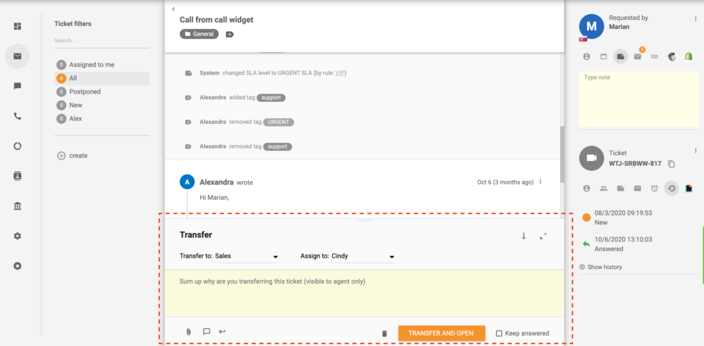 Трансфер-тикет-LiveAgent