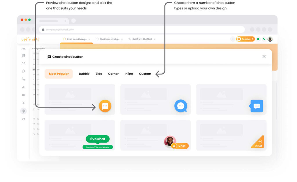 LiveAgent chat button gallery - mockup