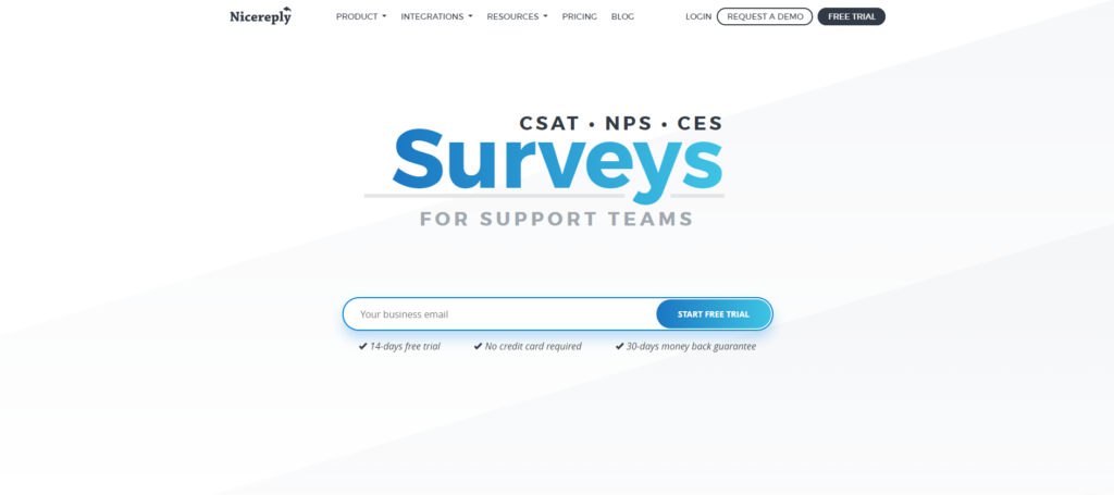 Начална страница на Nicereply