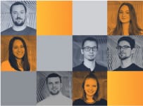 This picture depicts a customer support team of LiveAgent.