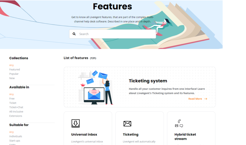 LiveAgent feature page