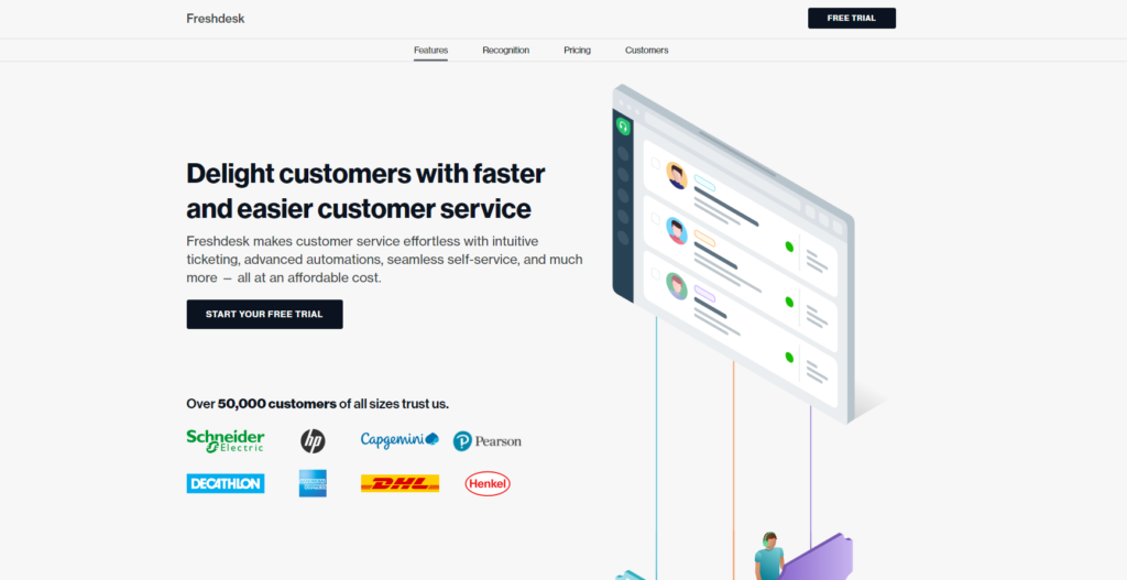 Начална страница на Freshdesk