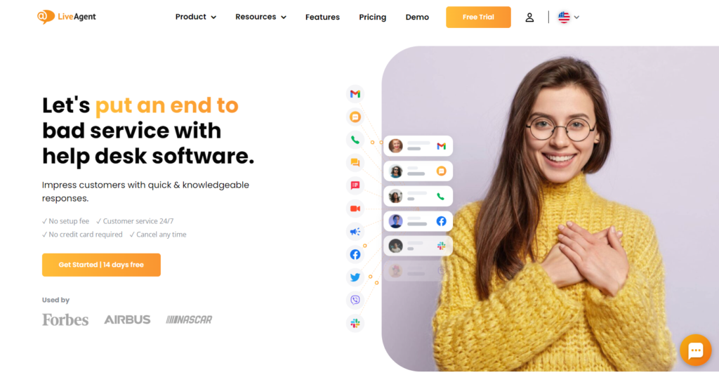LiveAgent helpdesk page