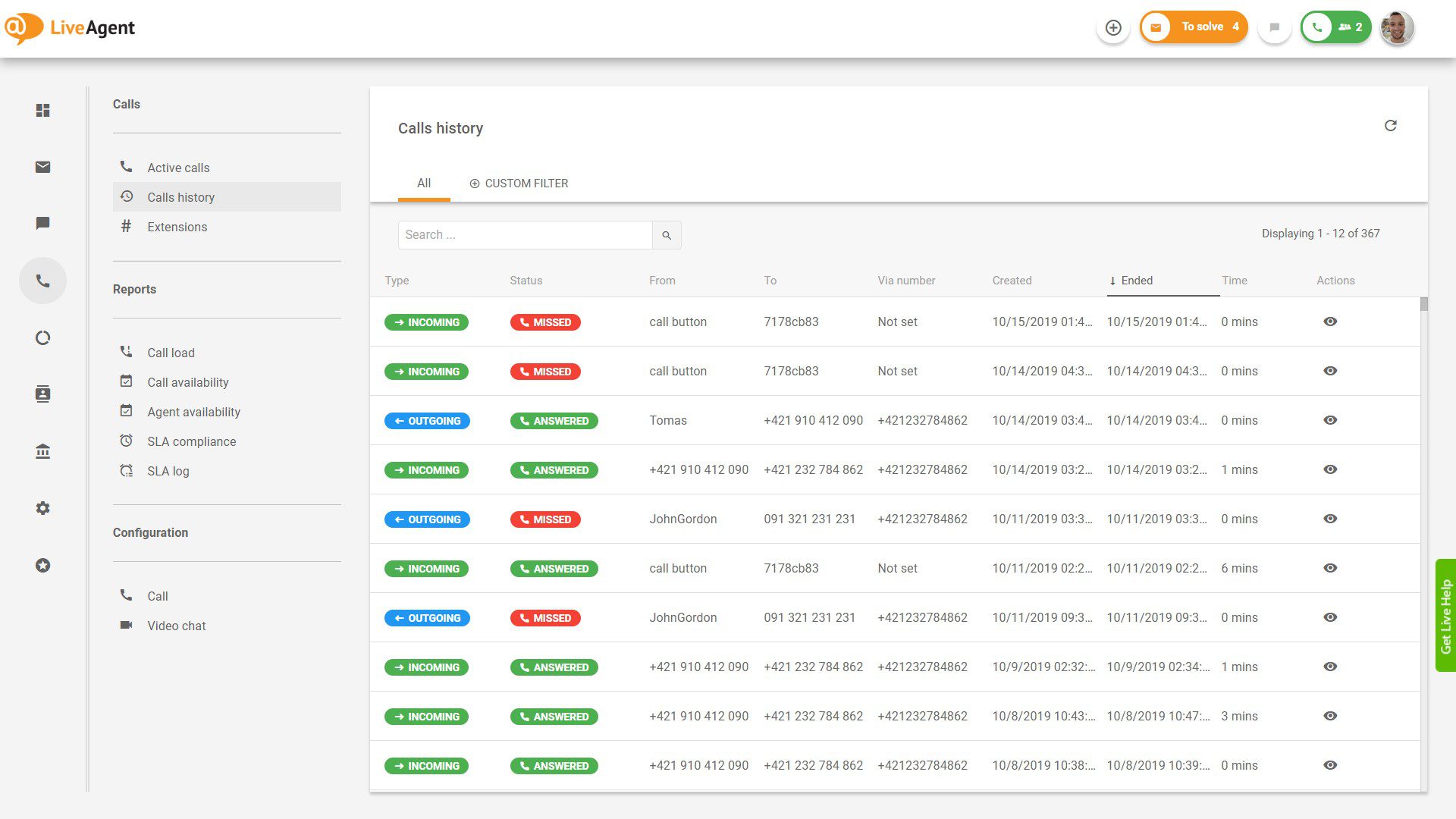 Преглед на кол центъра на LiveAgent