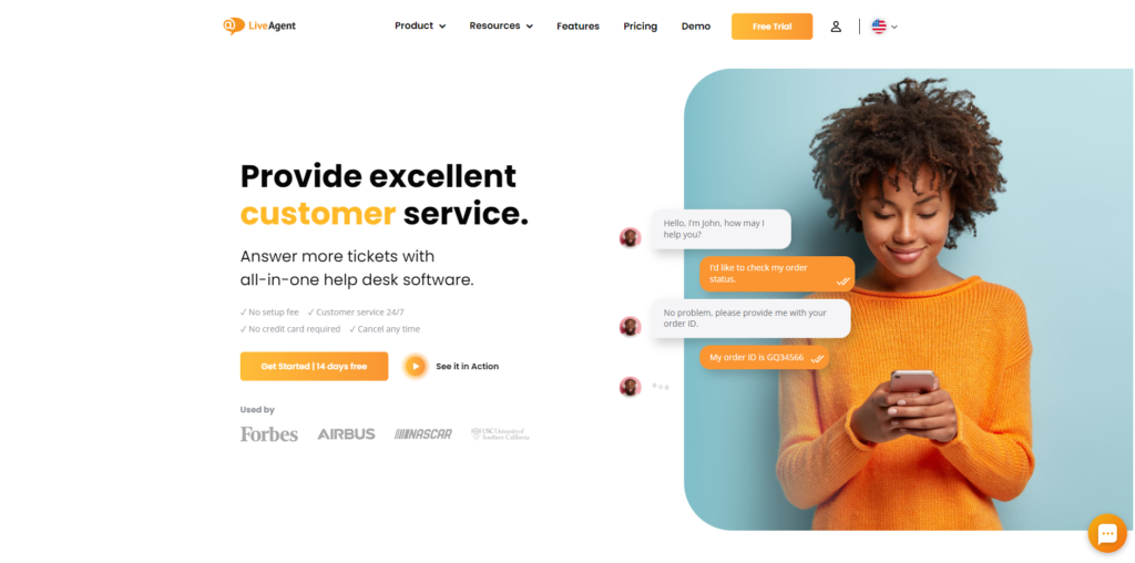 Начална страница на LiveAgent