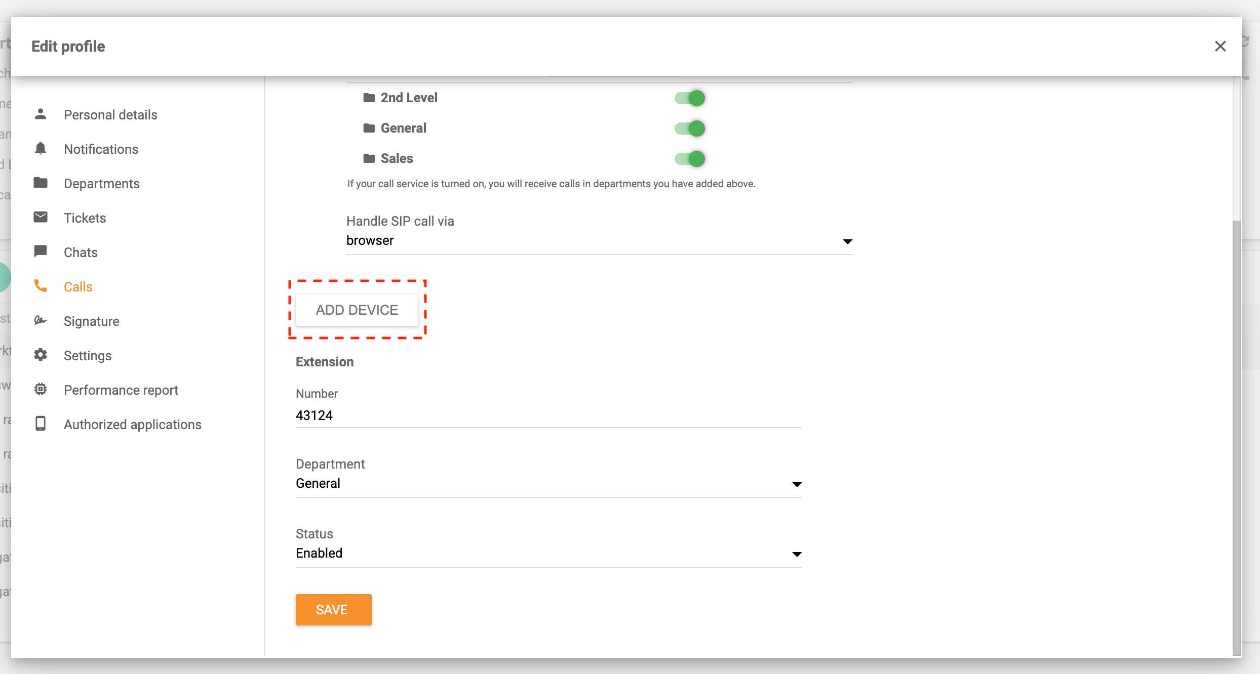 Насочване-на-обаждания-добави-усройство-LiveAgent