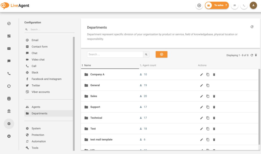 Отдели - LiveAgent