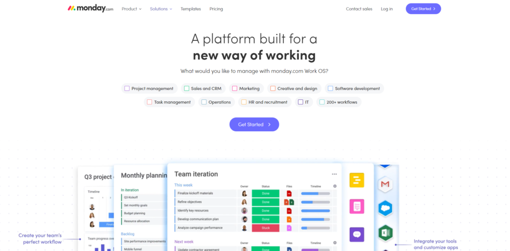 Начална страница на Monday.com
